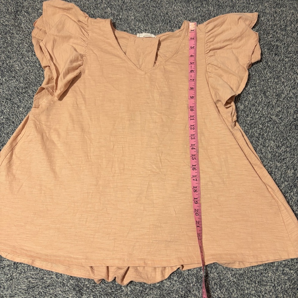 Love Riche Soft Peach Ruffle Sleeve Top - Picture 4 of 10